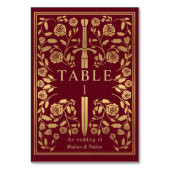 Rood Royal Medieval Sword Wedding Table Number Kaart (Achterkant)