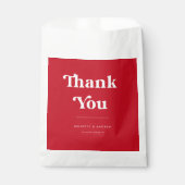 Rood & Roze 70s Retro Dank Je Typografie Bruiloft Bedankzakje (Voorkant)