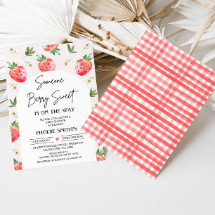 Rood Roze Aardbei Daisy Berry Zoet Baby shower Kaart