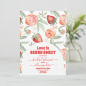 Rood Roze Aardbeien Berry Vrijgezellenfeest Kaart (Staand voorkant)