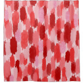 Rood Roze Abstract penseelstreken Patroon Douchegordijn (Voorkant)