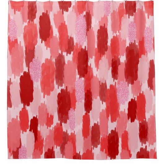 Rood Roze Abstract penseelstreken Patroon Douchegordijn (Voorkant)