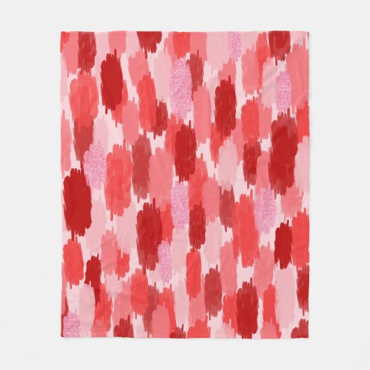 Rood Roze Abstract penseelstreken Patroon Fleece Deken (Voorkant)