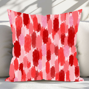 Rood Roze Abstract penseelstreken Patroon Kussen