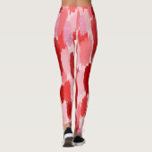Rood Roze Abstract penseelstreken Patroon Leggings (Achterkant)