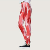 Rood Roze Abstract penseelstreken Patroon Leggings (Links)