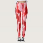 Rood Roze Abstract penseelstreken Patroon Leggings (Voorkant)