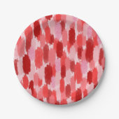 Rood Roze Abstract penseelstreken Patroon Papieren Bordje (Voorkant)