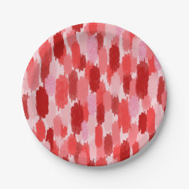 Rood Roze Abstract penseelstreken Patroon Papieren Bordje