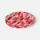 Rood Roze Abstract penseelstreken Patroon Papieren Bordje (Gekanteld)