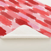 Rood Roze Abstract penseelstreken Patroon Sherpa Deken (3/4)