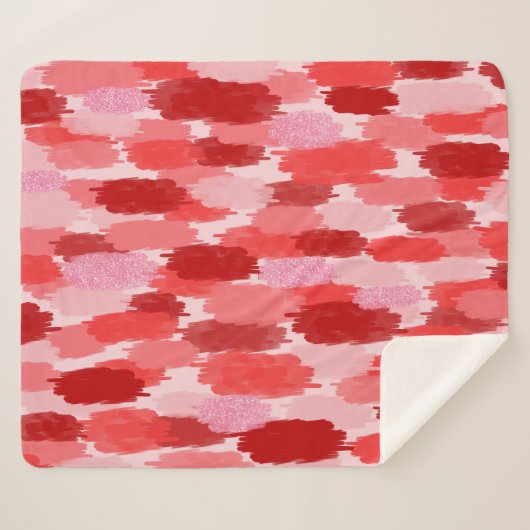 Rood Roze Abstract penseelstreken Patroon Sherpa Deken (Voorkant (horizontaal))
