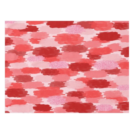Rood Roze Abstract penseelstreken Patroon Tafelkleed (Voorkant (Horizontaal))