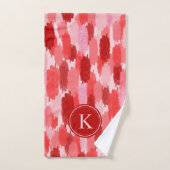 Rood Roze Abstracte penseelstreken Patroon Monogra Bad Handdoek (Handdoek)