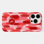 Rood Roze Abstracte penseelstreken Patroon Monogra Case-Mate iPhone Case (Achterkant (horizontaal))