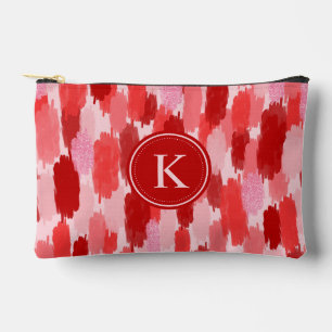 Rood Roze Abstracte penseelstreken Patroon Monogra Etui
