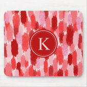 Rood Roze Abstracte penseelstreken Patroon Monogra Muismat (Voorkant)