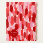 Rood Roze Abstracte penseelstreken Patroon Monogra Planner (Achterkant)