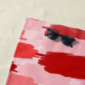 Rood Roze Abstracte penseelstreken Patroon Monogra Strandlaken (In situ)