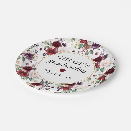 Rood roze Afstuderen Papieren Bordje (Gekanteld)