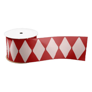 Rood & Roze Argyle Feestelijke Moderne Kerst Satijnen Lint