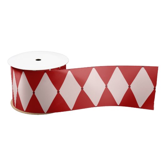 Rood & Roze Argyle Feestelijke Moderne Kerst Satijnen Lint (Spoel)