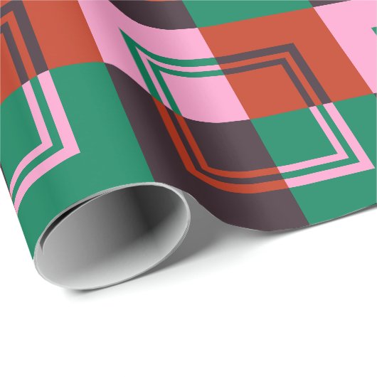 Rood Roze Aubergine Groen Cadeaupapier (Rol Hoek)