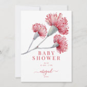 Rood & Roze Australisch Bloemen Baby shower Kaart (Voorkant)