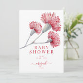 Rood & Roze Australisch Bloemen Baby shower Kaart (Staand voorkant)