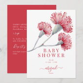 Rood & Roze Australisch Bloemen Baby shower Kaart (Voorkant / Achterkant)
