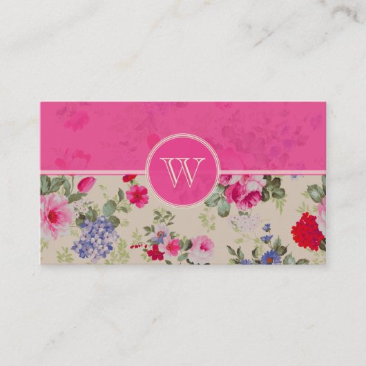 Rood Roze & Blauw Bloemen Ontwerp Sjabloon Visitekaartje (Voorkant)