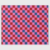 Rood Roze Blauw Geruit Patroonontwerp Cadeaupapier (Vlak)