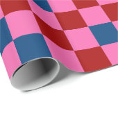 Rood Roze Blauw Geruit Patroonontwerp Cadeaupapier (Rol Hoek)
