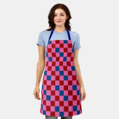 Rood Roze Blauw Geruit Patroonontwerp  Schort (Gedragen)