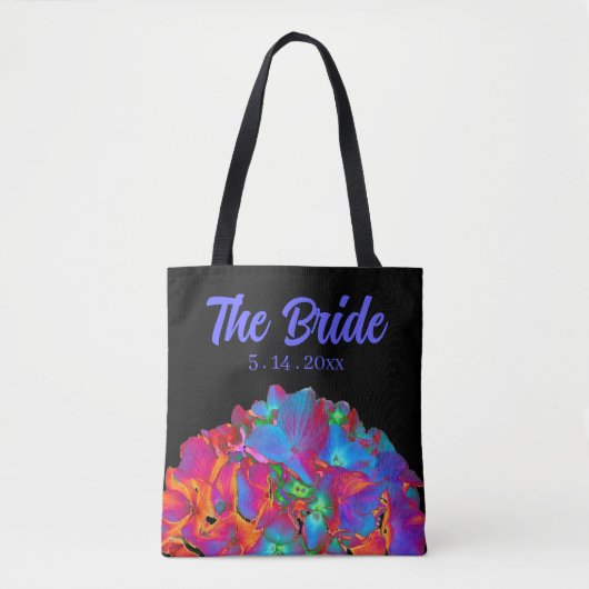 Rood roze blauw paars bloem bloemrijk kleurrijk tote bag (Voorkant)