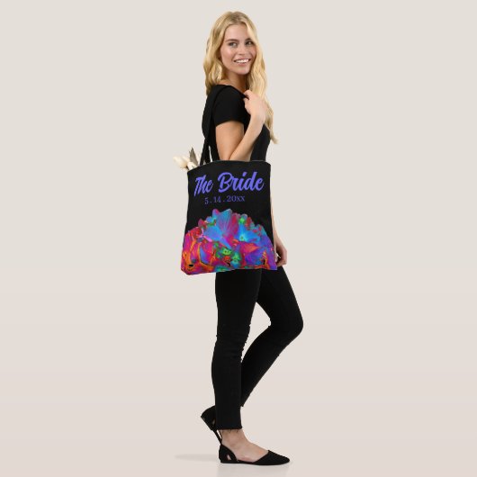 Rood roze blauw paars bloem bloemrijk kleurrijk tote bag (Op model)