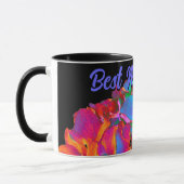 Rood roze blauw paarse bloemig kleurrijk bloemig mok (Links)