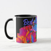 Rood roze blauw paarse bloemig kleurrijk bloemig mok (Links)