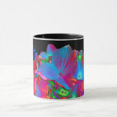 Rood roze blauw paarse bloemig kleurrijk bloemig mok (Midden)