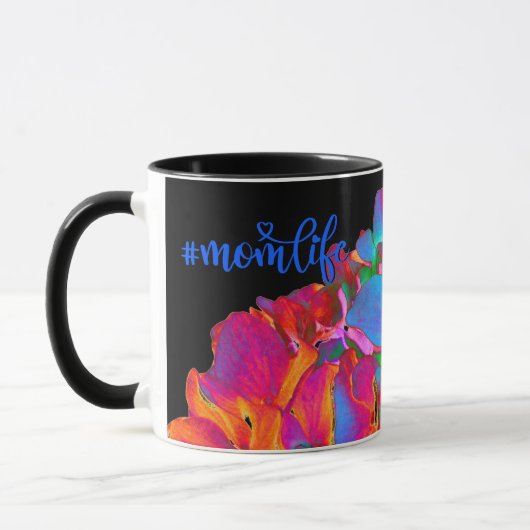 Rood roze blauw paarse bloemig kleurrijk bloemig mok (Links)