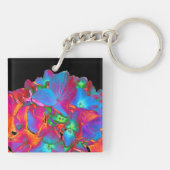 Rood roze blauw paarse bloemig kleurrijk bloemig sleutelhanger (Achterkant)