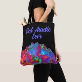 Rood roze blauw paarse bloemkleur beste tante ooit tote bag