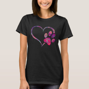 rood roze blauw paarse Dog Paw Print hart Voor Hon T-shirt