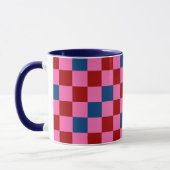 Rood Roze Blauwe Geruite Patroon Ontwerp Mok (Links)
