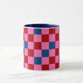 Rood Roze Blauwe Geruite Patroon Ontwerp Mok (Midden)