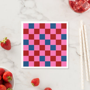 Rood Roze Blauwe Geruite Patroon Ontwerp  Servet