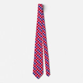 Rood Roze Blauwe Geruite Patroon Ontwerp Stropdas (Voorkant)