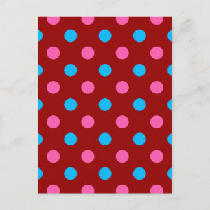 Rood Roze Blauwe Stippenpatroon Briefkaart