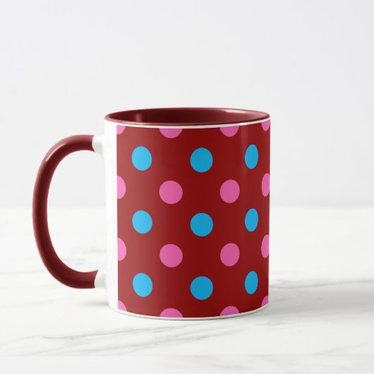 Rood Roze Blauwe Stippenpatroon Mok (Links)