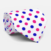 Rood Roze Blauwe Stippenpatroon Stropdas (Opgerold)